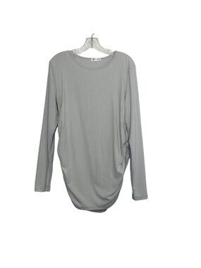 Ekouaer Long Sleeve Maternity Shirt Ribbed XL Gray New WOT Stretch‎ Rushed